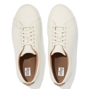 FitFlop Sneakers Size 7 Cream Shoes Rally Leather Canvas Lace Up
